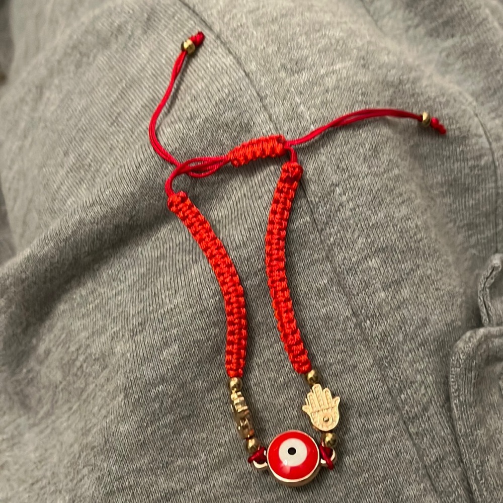 Handmade Red and gold evil eye bracelet